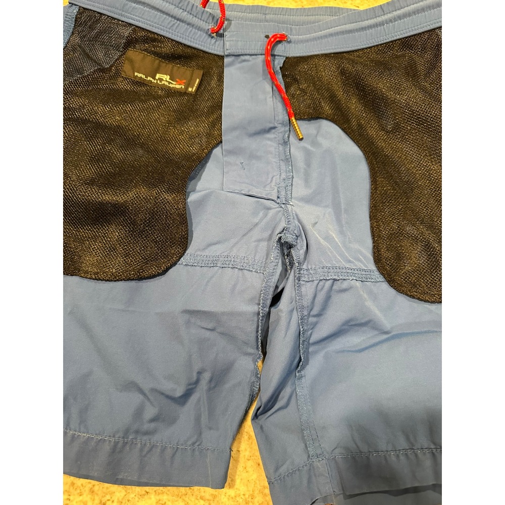 RLX Ralph Lauren Swim Broad Trunks Mens Medium Blue Cargo Unlined Pockets Beach - Picture 13 of 13